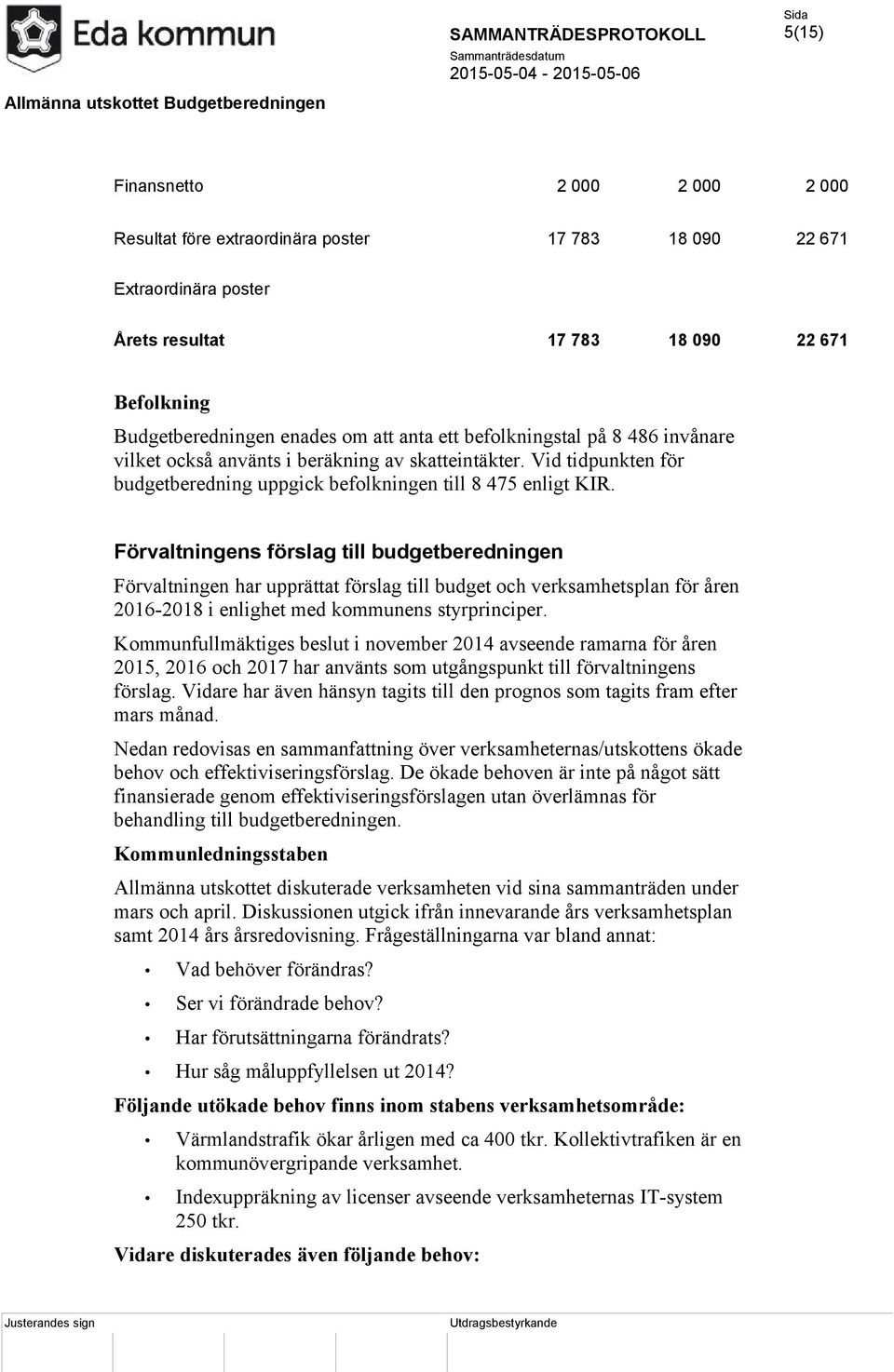 Förvaltningens förslag till budgetberedningen Förvaltningen har upprättat förslag till budget och verksamhetsplan för åren 2016-2018 i enlighet med kommunens styrprinciper.