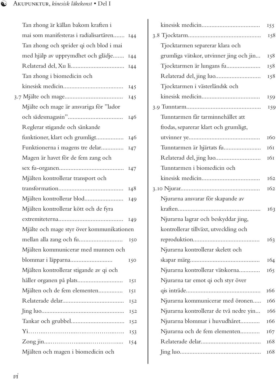 .. 146 Reglerar stigande och sänkan de funktioner, klart och grumligt... 146 Funktionerna i magens tre delar... 147 Magen är ha vet för de fem zang och sex fu-organen.