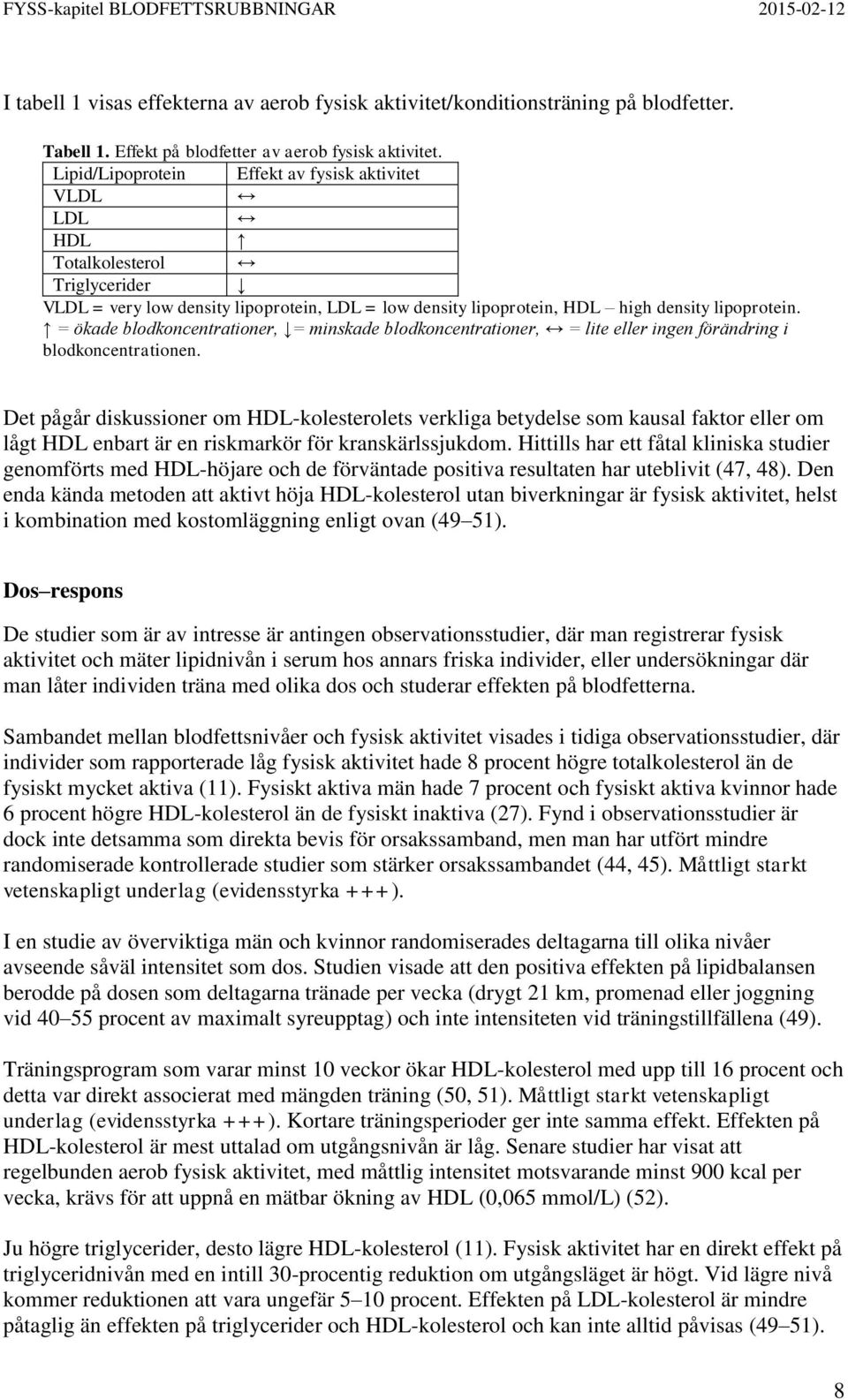 = ökade blodkoncentrationer, = minskade blodkoncentrationer, = lite eller ingen förändring i blodkoncentrationen.