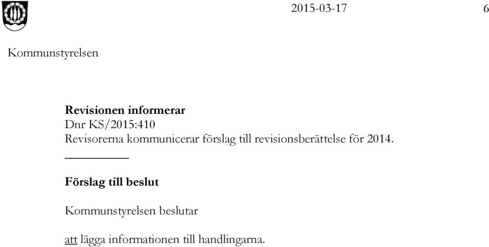 revisionsberättelse för 2014.