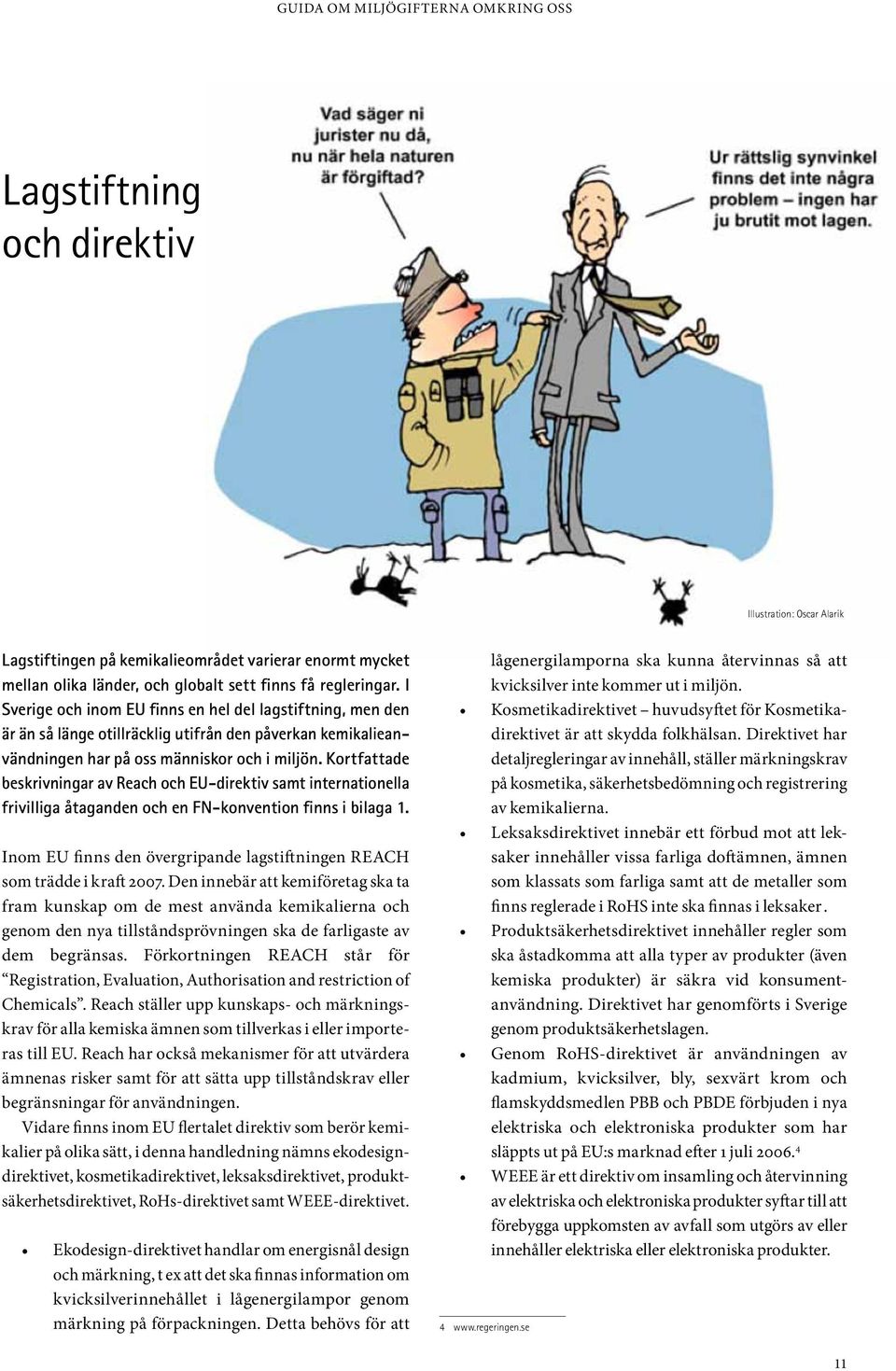 Kortfattade beskrivningar av Reach och EU-direktiv samt internationella frivilliga åtaganden och en FN-konvention finns i bilaga 1.