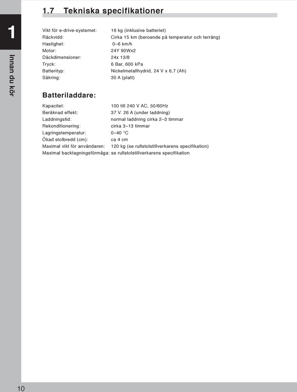 till 240 V AC, 50/60Hz Beräknad effekt: 37 V.