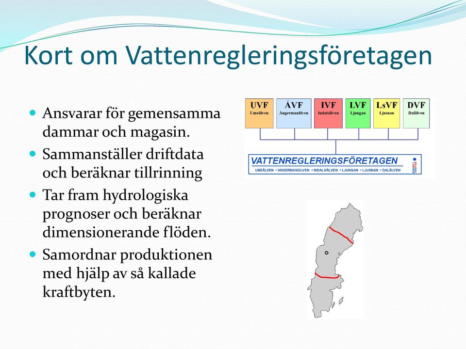 Sammanställer driftdata och beräknar tillrinning Tar fram