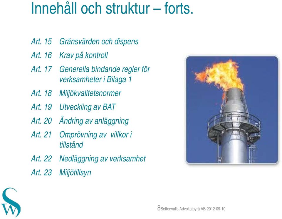 19 Utveckling av BAT Art. 20 Ändring av anläggning Art.