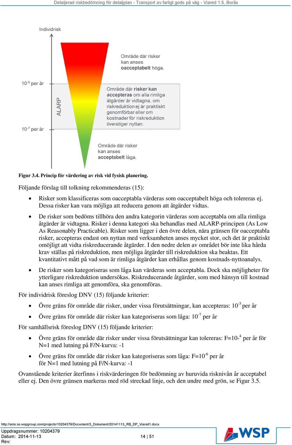 Dessa risker kan vara möjliga att reducera genom att åtgärder vidtas. De risker som bedöms tillhöra den andra kategorin värderas som acceptabla om alla rimliga åtgärder är vidtagna.