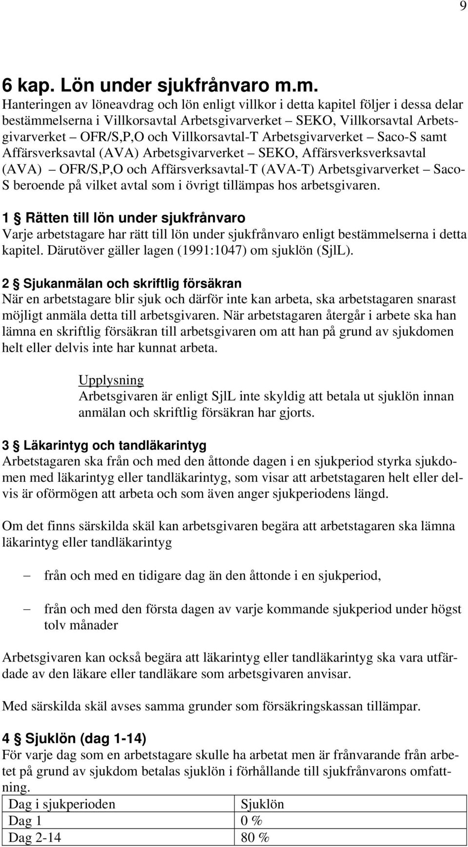 Villkorsavtal-T Arbetsgivarverket Saco-S samt Affärsverksavtal (AVA) Arbetsgivarverket SEKO, Affärsverksverksavtal (AVA) OFR/S,P,O och Affärsverksavtal-T (AVA-T) Arbetsgivarverket Saco- S beroende på