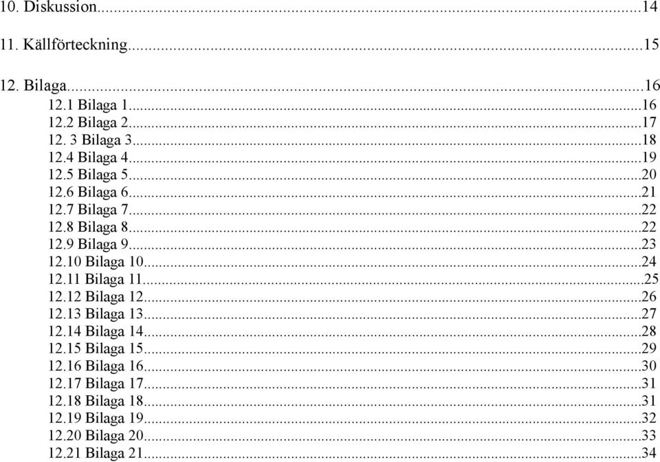 10 Bilaga 10...24 12.11 Bilaga 11...25 12.12 Bilaga 12...26 12.13 Bilaga 13...27 12.14 Bilaga 14...28 12.15 Bilaga 15.