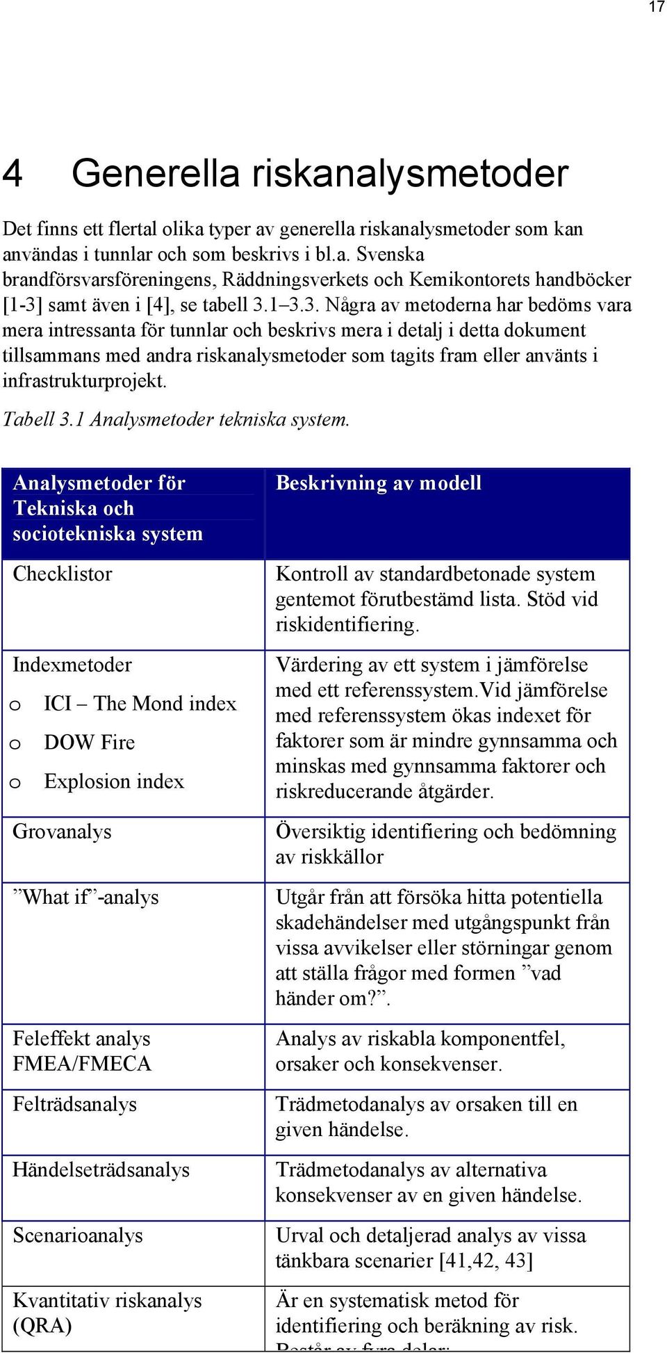 infrastrukturprojekt. Tabell 3.1 Analysmetoder tekniska system.