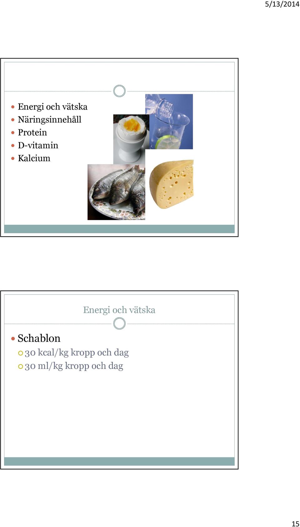 och vätska Schablon 30 kcal/kg