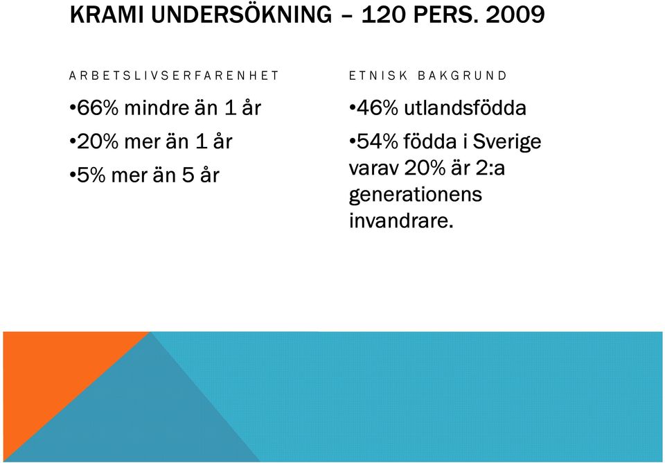 än 1 år 20% mer än 1 år 5% mer än 5 år E T N I S K B A K