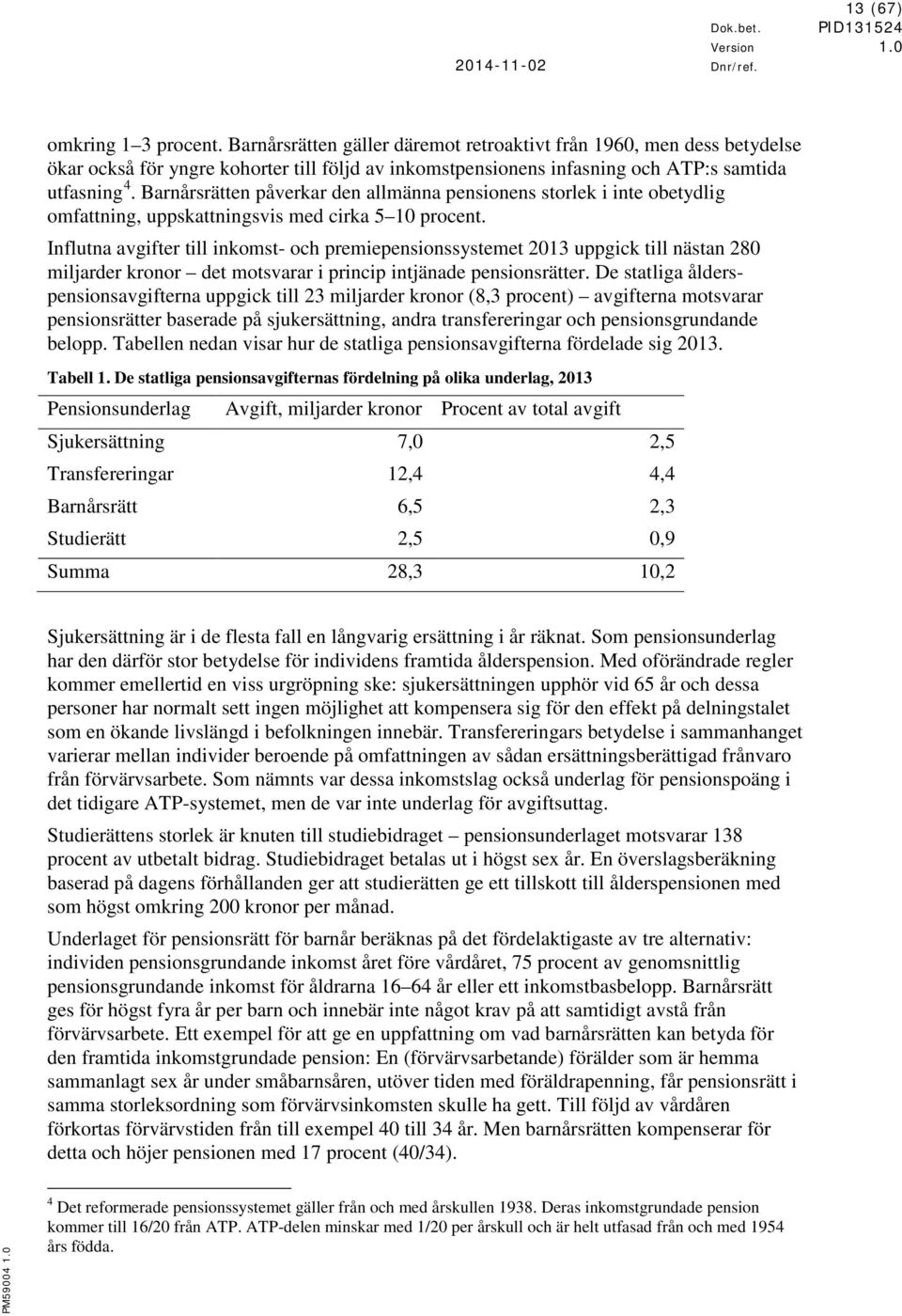 Barnårsrätten påverkar den allmänna pensionens storlek i inte obetydlig omfattning, uppskattningsvis med cirka 5 10 procent.