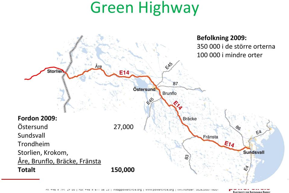 2009: Östersund 27,000 Sundsvall Trondheim