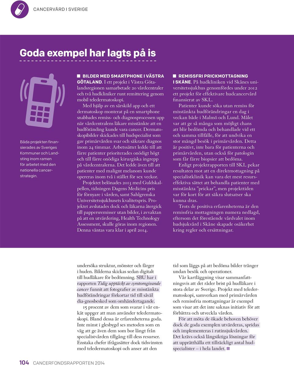 Med hjälp av en särskild app och ett dermatoskop monterat på en smartphone snabbades remiss- och diagnosprocessen upp när vårdcentralens läkare misstänkte att en hudföränding kunde vara cancer.