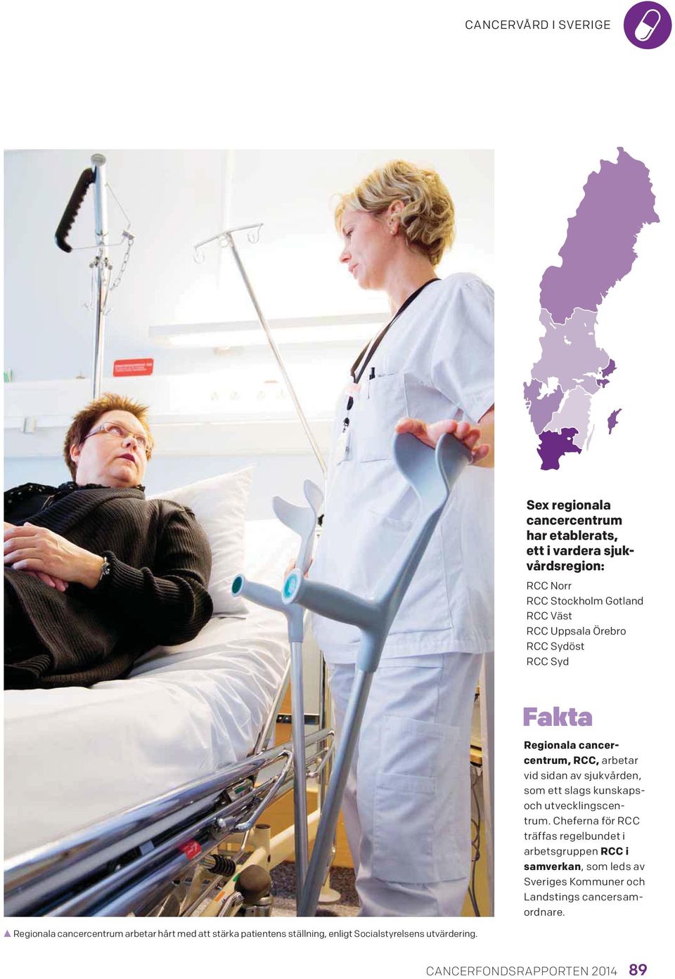 Fakta Regionala cancercentrum, RCC, arbetar vid sidan av sjukvården, som ett slags kunskapsoch utvecklingscentrum.