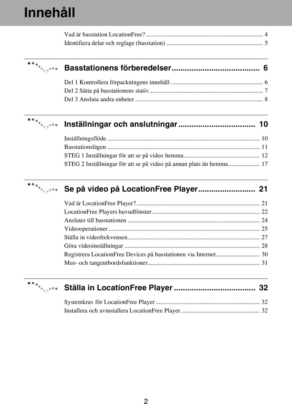 .. 11 STEG 1 Inställningar för att se på video hemma... 12 STEG 2 Inställningar för att se på video på annan plats än hemma... 17 Se på video på LocationFree Player... 21 Vad är LocationFree Player?