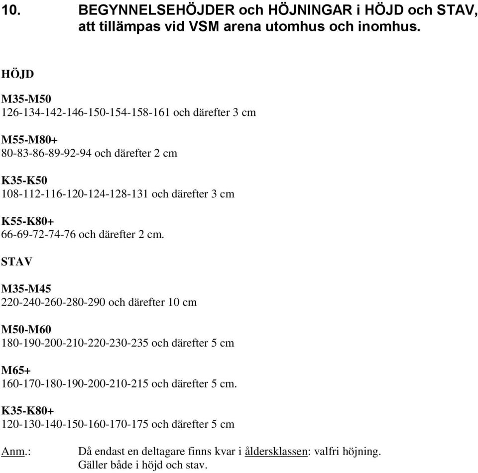 därefter 3 cm K55-K80+ 66-69-72-74-76 och därefter 2 cm.