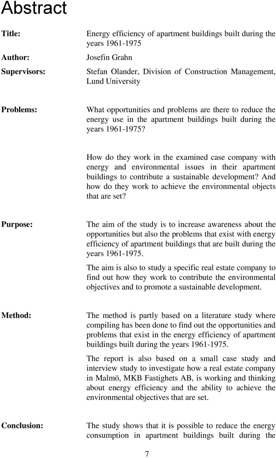 How do they work in the examined case company with energy and environmental issues in their apartment buildings to contribute a sustainable development?