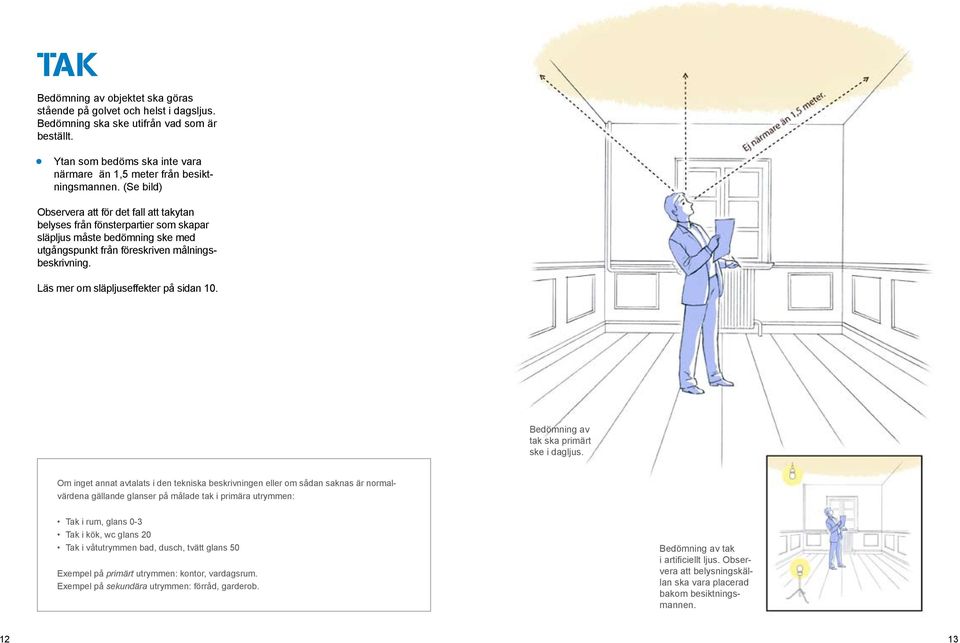 Läs mer om släpljuseffekter på sidan 10. Bedömning av tak ska primärt ske i dagljus.