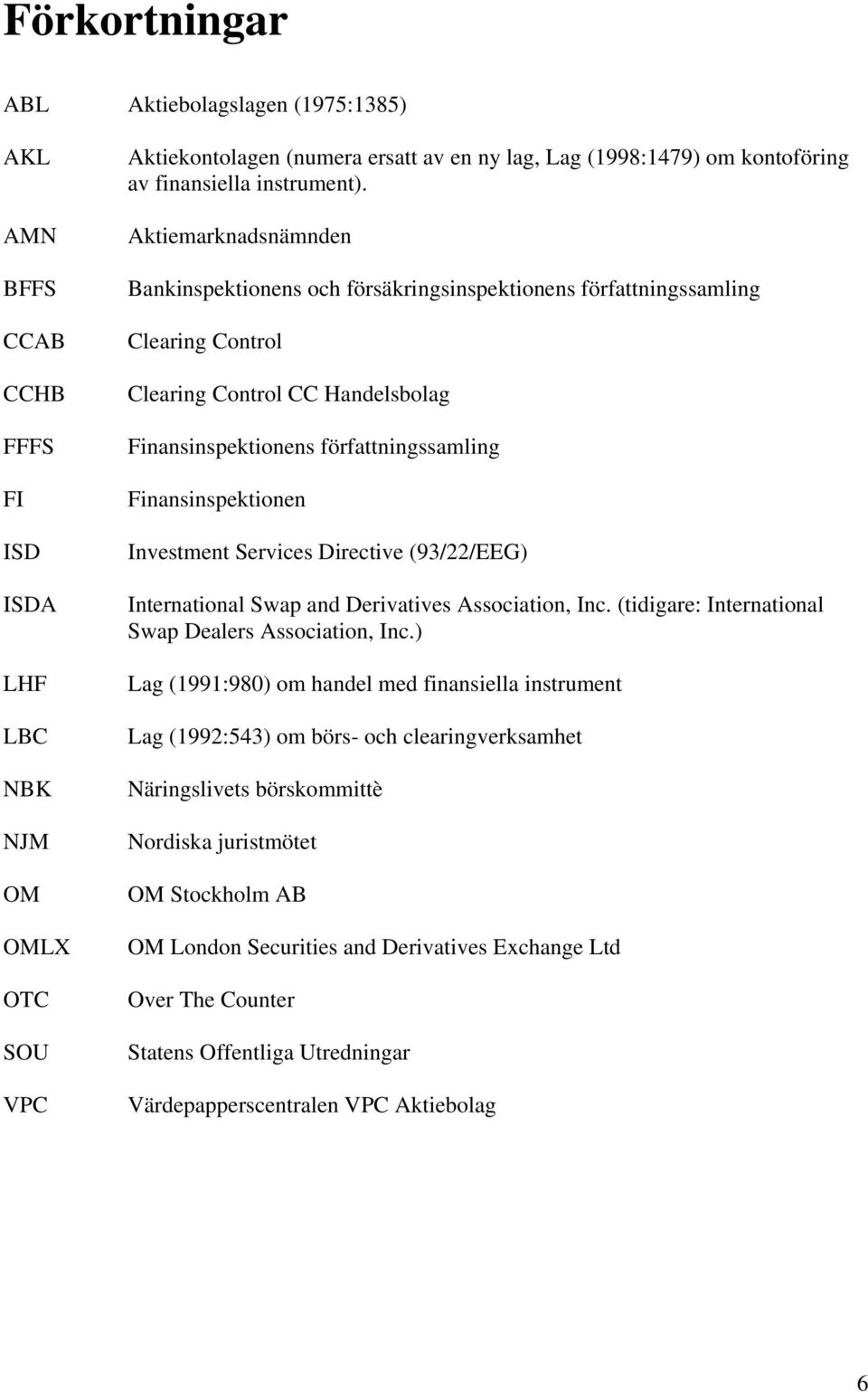 Aktiemarknadsnämnden Bankinspektionens och försäkringsinspektionens författningssamling Clearing Control Clearing Control CC Handelsbolag Finansinspektionens författningssamling Finansinspektionen