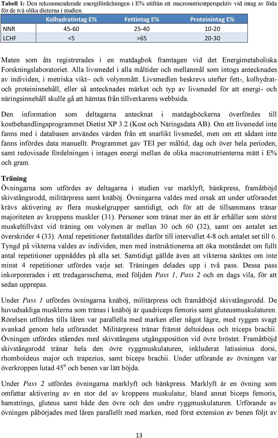 Alla livsmedel i alla måltider och mellanmål som intogs antecknades av individen, i metriska vikt och volymmått.