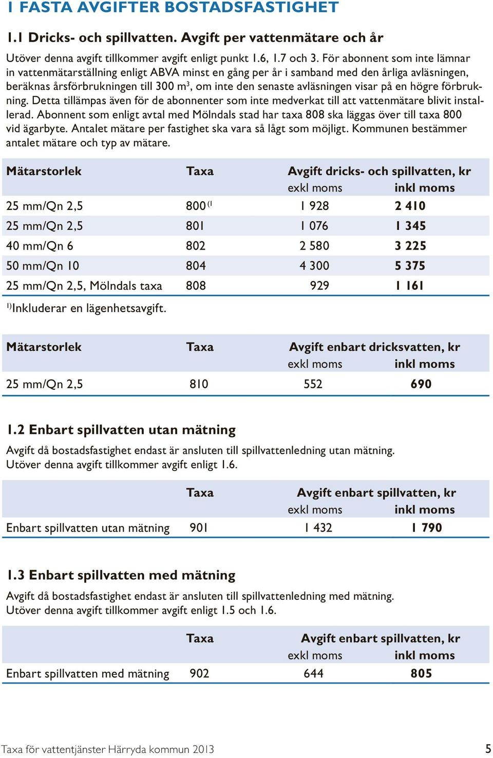 visar på en högre förbrukning. Detta tillämpas även för de abonnenter som inte medverkat till att vattenmätare blivit installerad.