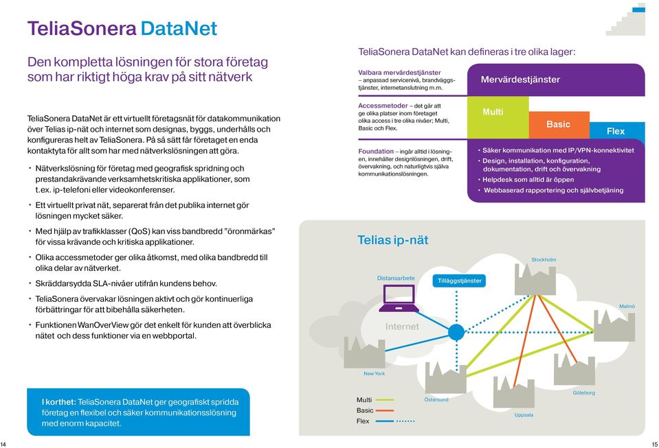 m. Mervärdestjänster TeliaSonera DataNet är ett virtuellt företagsnät för datakommunikation över Telias ip-nät och internet som designas, byggs, underhålls och konfigureras helt av TeliaSonera.