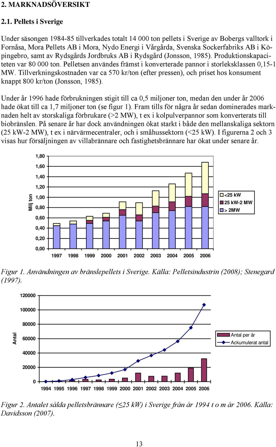 Köpingebro, samt av Rydsgårds Jordbruks AB i Rydsgård (Jonsson, 1985). Produktionskapaciteten var 80 000 ton. Pelletsen användes främst i konverterade pannor i storleksklassen 0,15-1 MW.