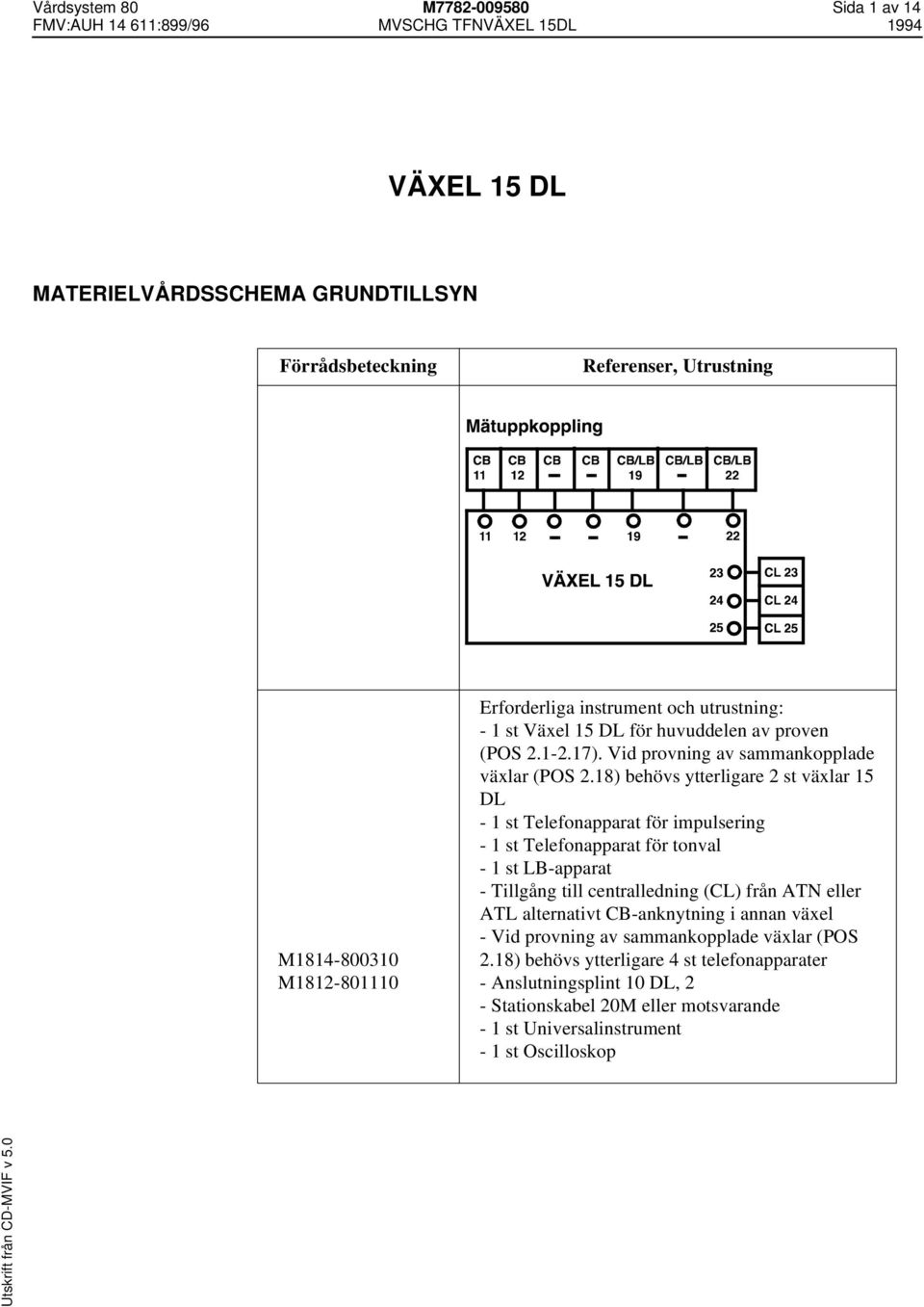 8) behövs ytterligare 2 st växlar 5 DL - st Telefonapparat för impulsering - st Telefonapparat för tonval - st LB-apparat - Tillgång till centralledning (CL) från ATN eller ATL