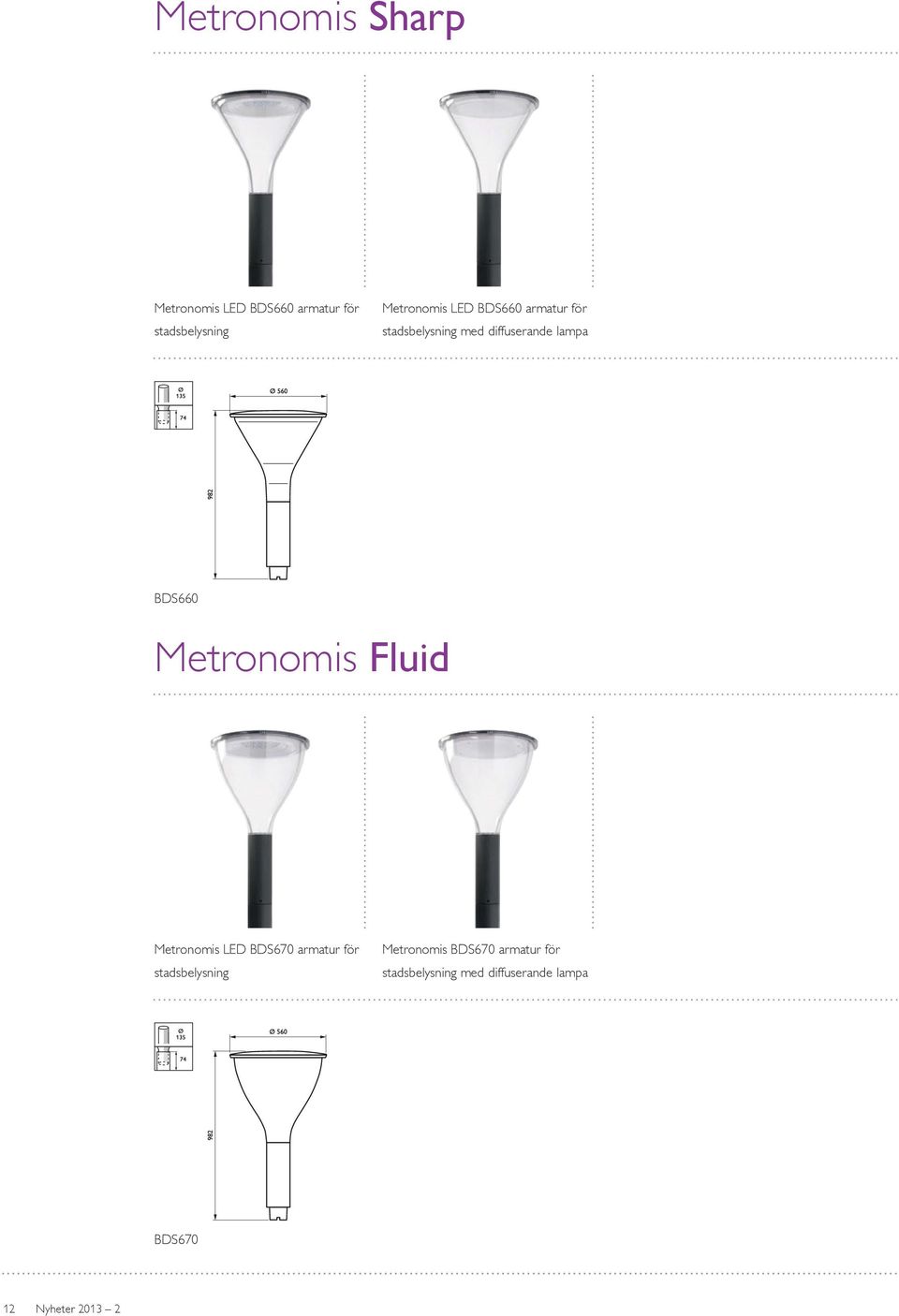 BDS660 Metronomis Fluid Metronomis LED BDS670 armatur för stadsbelysning