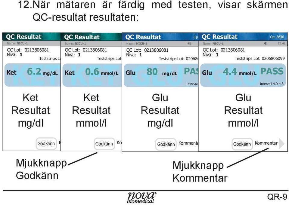 6 mmol/l PASS Glu 80 mg/dl PASS Glu 4.4 mmol/l PASS KET GLU GLU Intervall 0.0-6.2 Intervall 0.0-0.6 Intervall 72-86 Intervall 4.0-4.8 6.