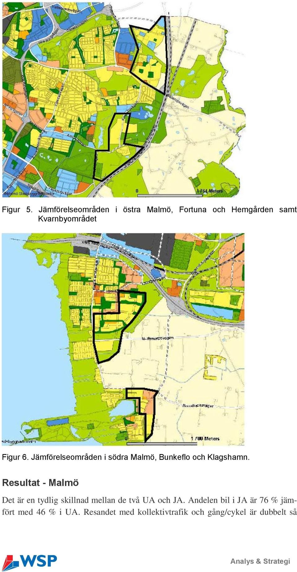 Jämförelseområden i södra Malmö, Bunkeflo och Klagshamn.