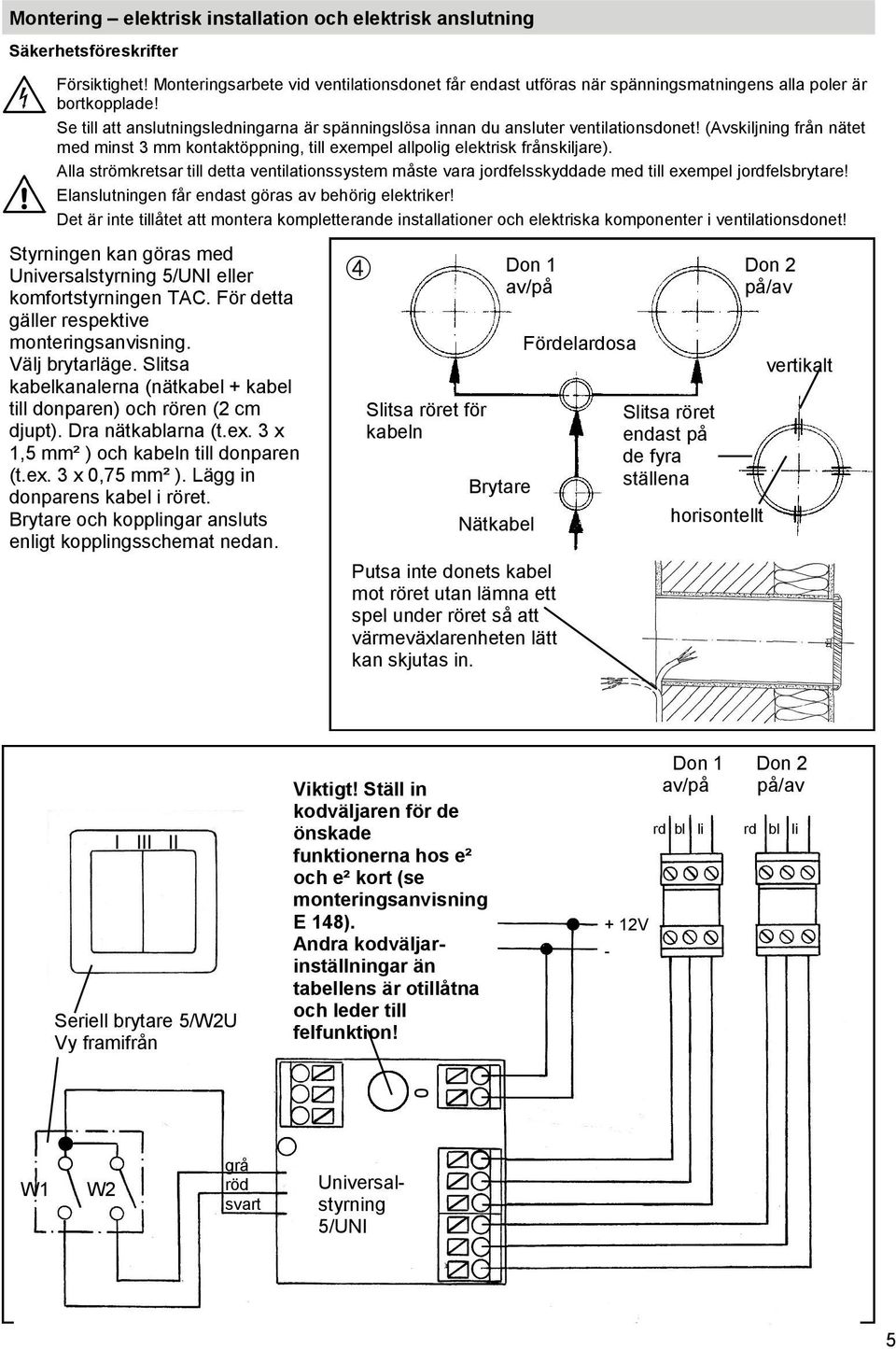 (Avskiljning från nätet med minst 3 mm kontaktöppning, till exempel allpolig elektrisk frånskiljare).