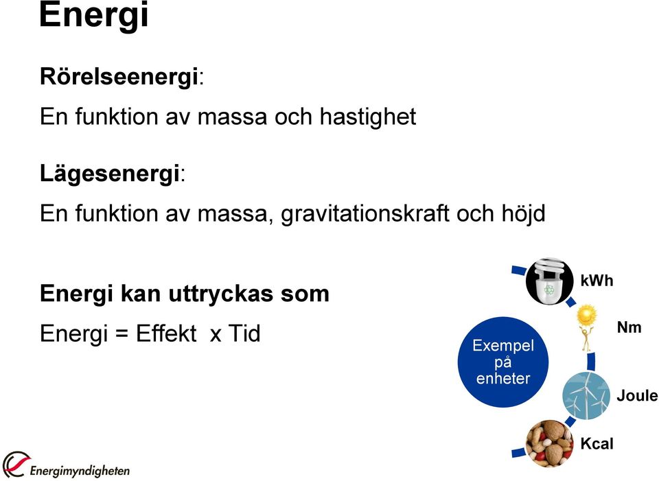 gravitationskraft och höjd Energi kan uttryckas