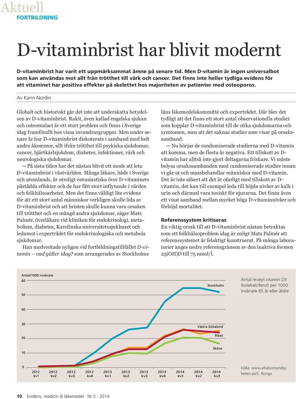 Det finns inte heller tydliga evidens för att vitaminet har positiva effekter på skelettet hos majoriteten av patienter med osteoporos.