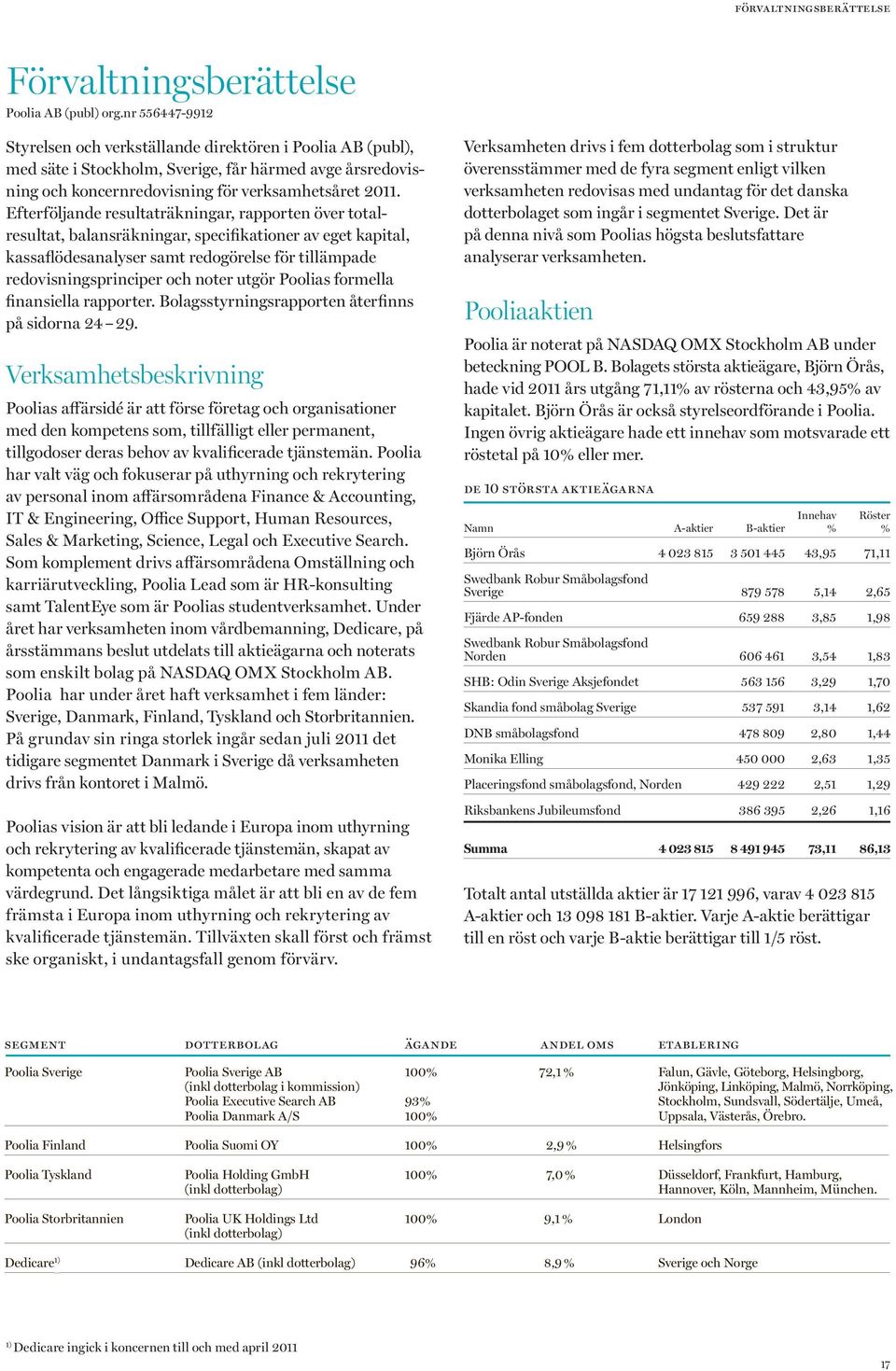 Efterföljande resultaträkningar, rapporten över totalresultat, balansräkningar, specifikationer av eget kapital, kassaflödesanalyser samt redogörelse för tillämpade redovisningsprinciper och noter