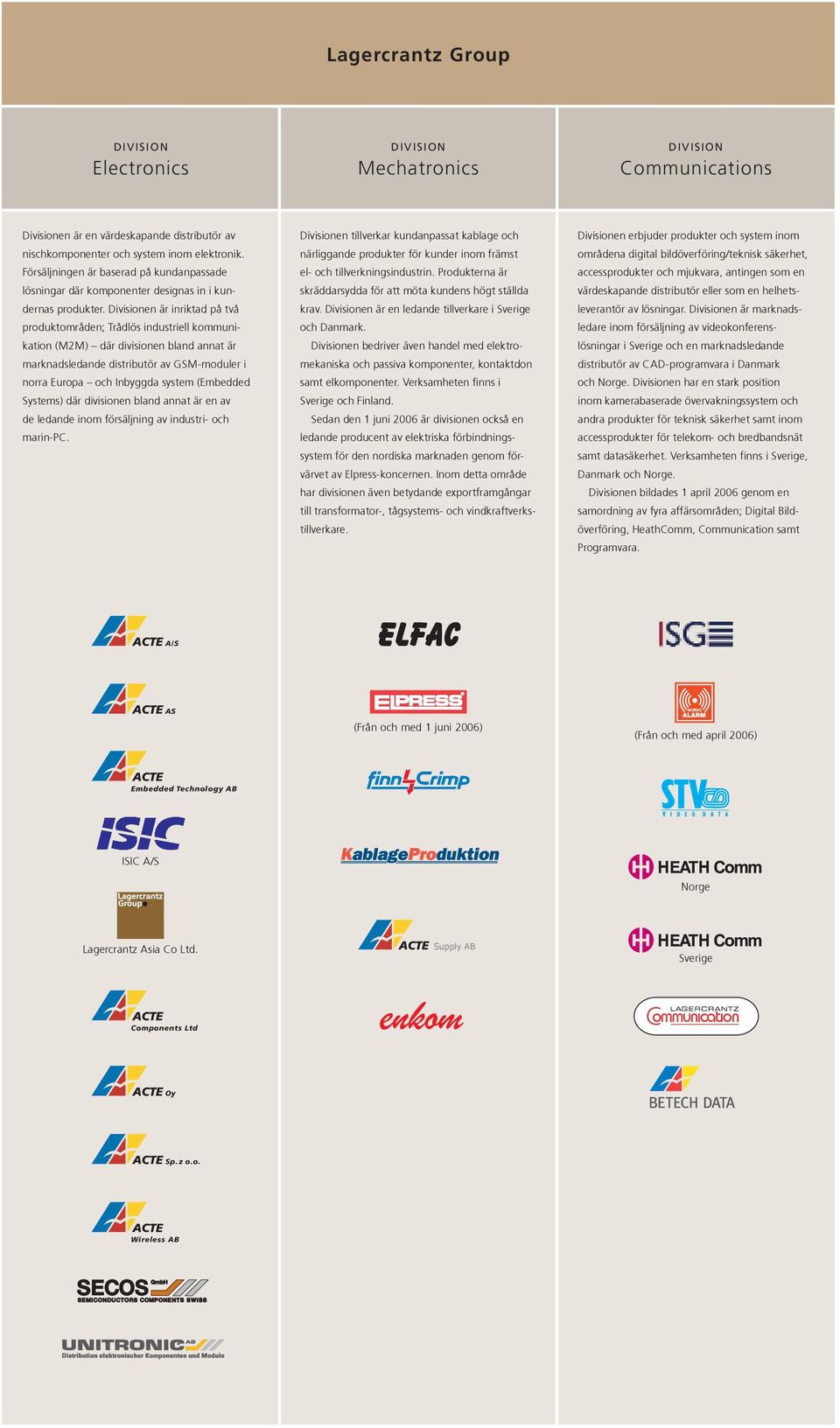 Divisionen är inriktad på två produktområden; Trådlös industriell kommunikation (M2M) där divisionen bland annat är marknadsledande distributör av GSM-moduler i norra Europa och Inbyggda system