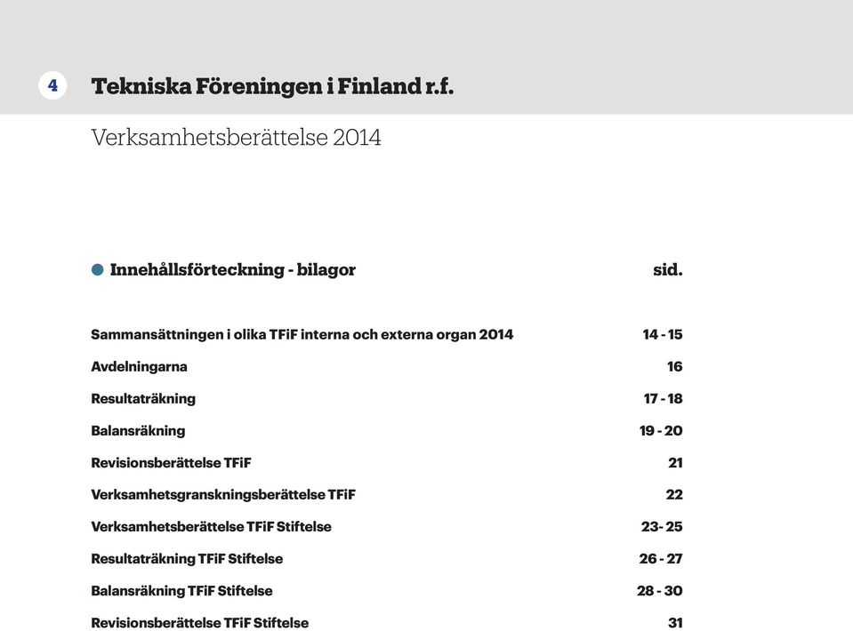 Balansräkning 19-20 Revisionsberättelse TFiF 21 Verksamhetsgranskningsberättelse TFiF 22 Verksamhetsberättelse