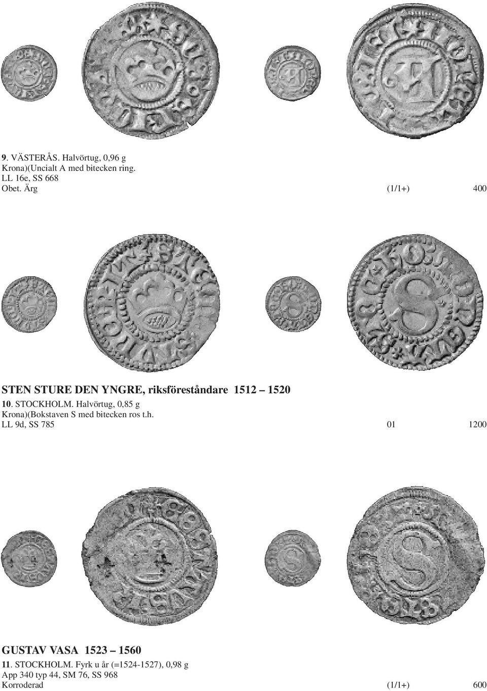 Halvörtug, 0,85 g Krona)(Bokstaven S med bitecken ros t.h.