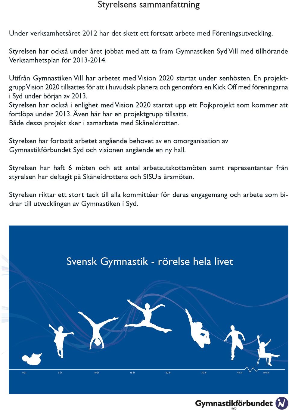 En projektgrupp Vision 2020 tillsattes för att i huvudsak planera och genomföra en Kick Off med föreningarna i Syd under början av 2013.