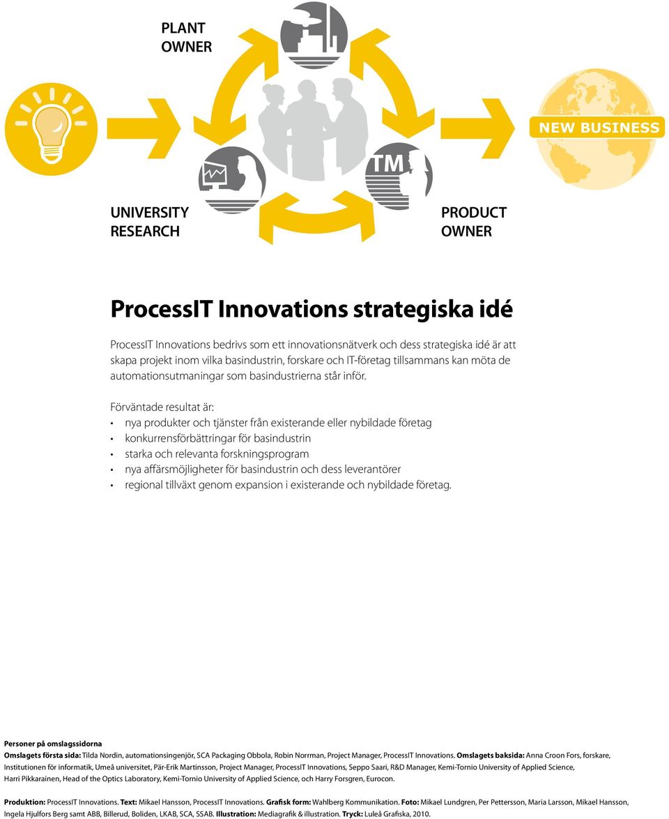 Förväntade resultat är: nya produkter och tjänster från existerande eller nybildade företag konkurrensförbättringar för basindustrin starka och relevanta forskningsprogram nya affärsmöjligheter för