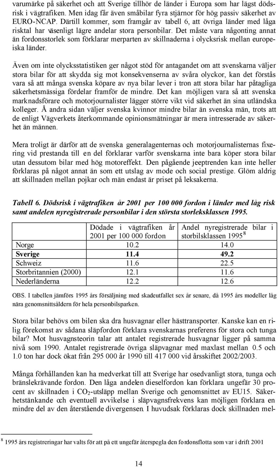 Det måste vara någonting annat än fordonsstorlek som förklarar merparten av skillnaderna i olycksrisk mellan europeiska länder.