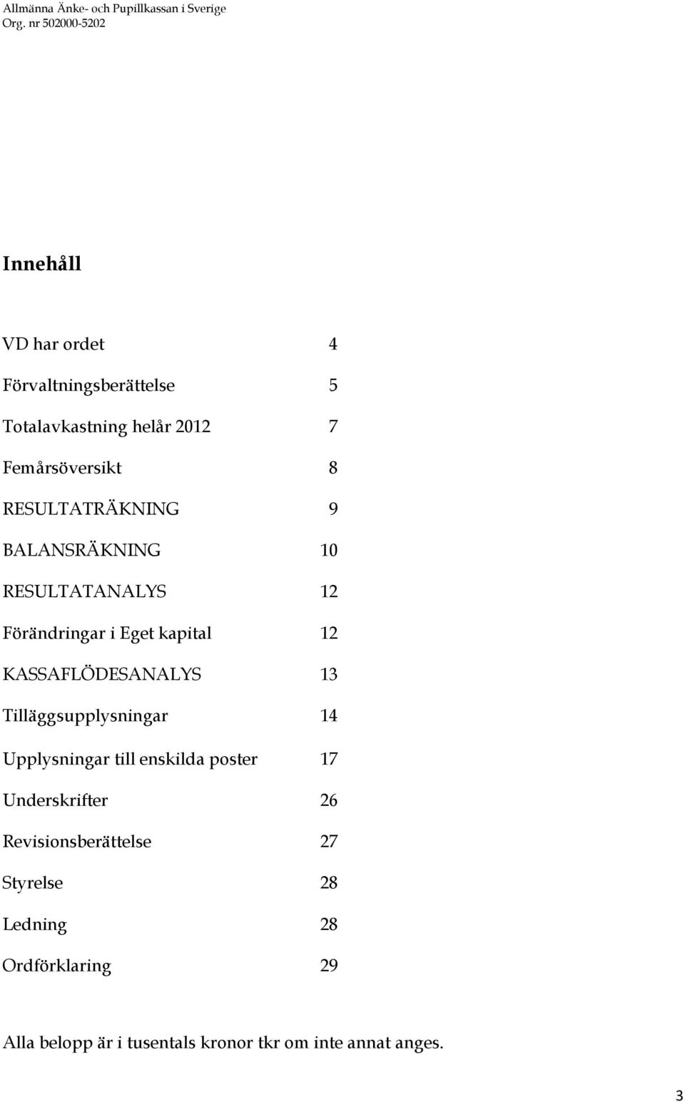 KASSAFLÖDESANALYS 13 Tilläggsupplysningar 14 Upplysningar till enskilda poster 17 Underskrifter 26