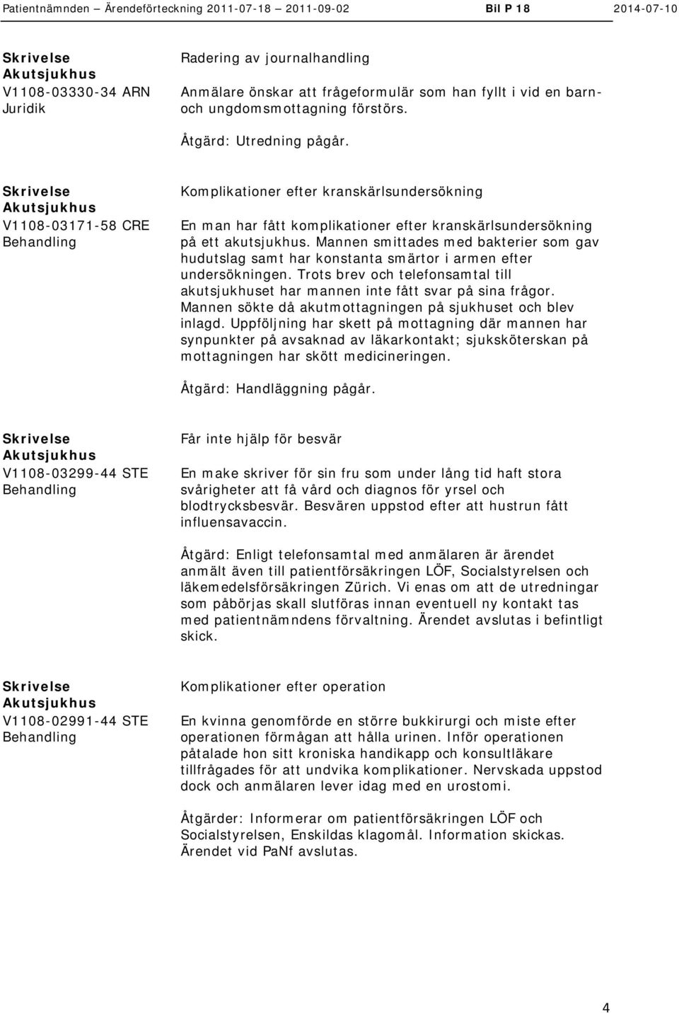 Mannen smittades med bakterier som gav hudutslag samt har konstanta smärtor i armen efter undersökningen. Trots brev och telefonsamtal till akutsjukhuset har mannen inte fått svar på sina frågor.