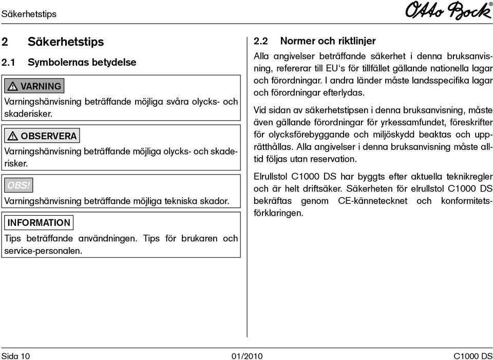 Tips för brukaren och service-personalen. 2.