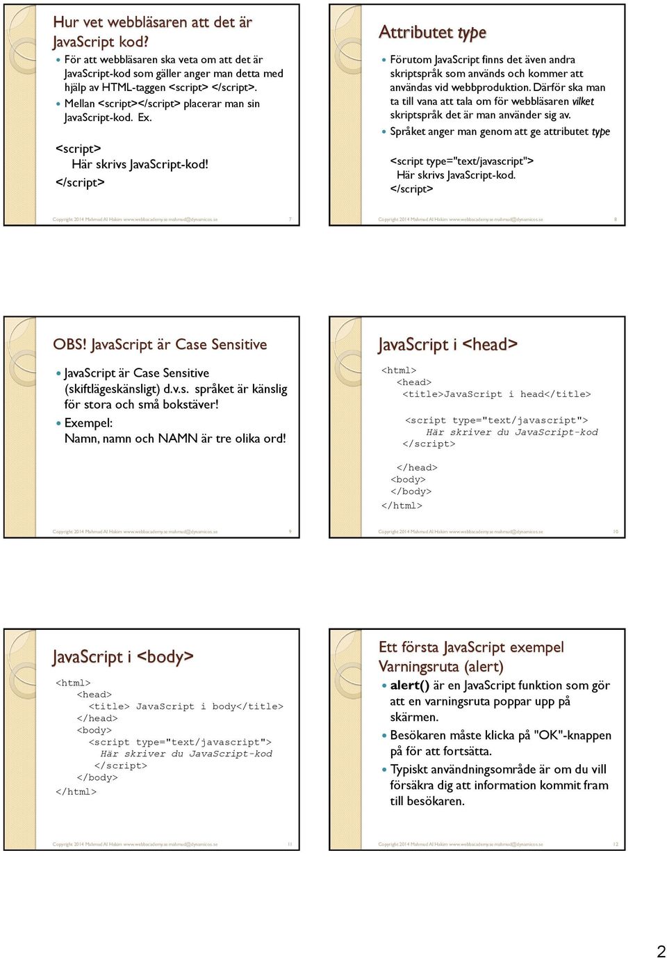 Attributet type Förutom JavaScript finns det även andra skriptspråk som används och kommer att användas vid webbproduktion.