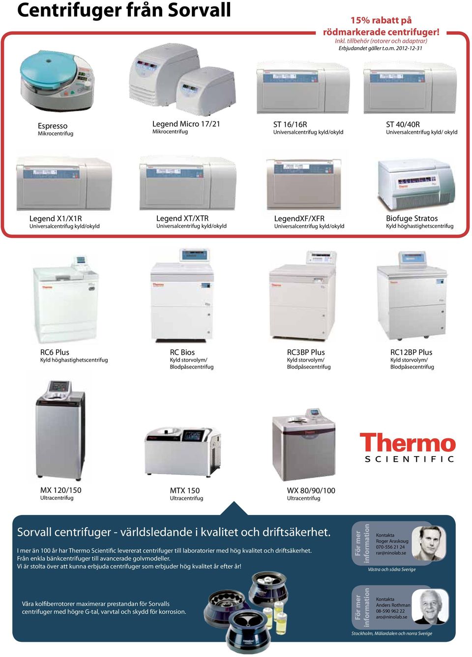 2012-12-31 Espresso Mikrocentrifug Legend Micro 17/21 Mikrocentrifug ST 16/16R Universalcentrifug kyld/okyld ST 40/40R Universalcentrifug kyld/ okyld Legend X1/X1R Universalcentrifug kyld/okyld