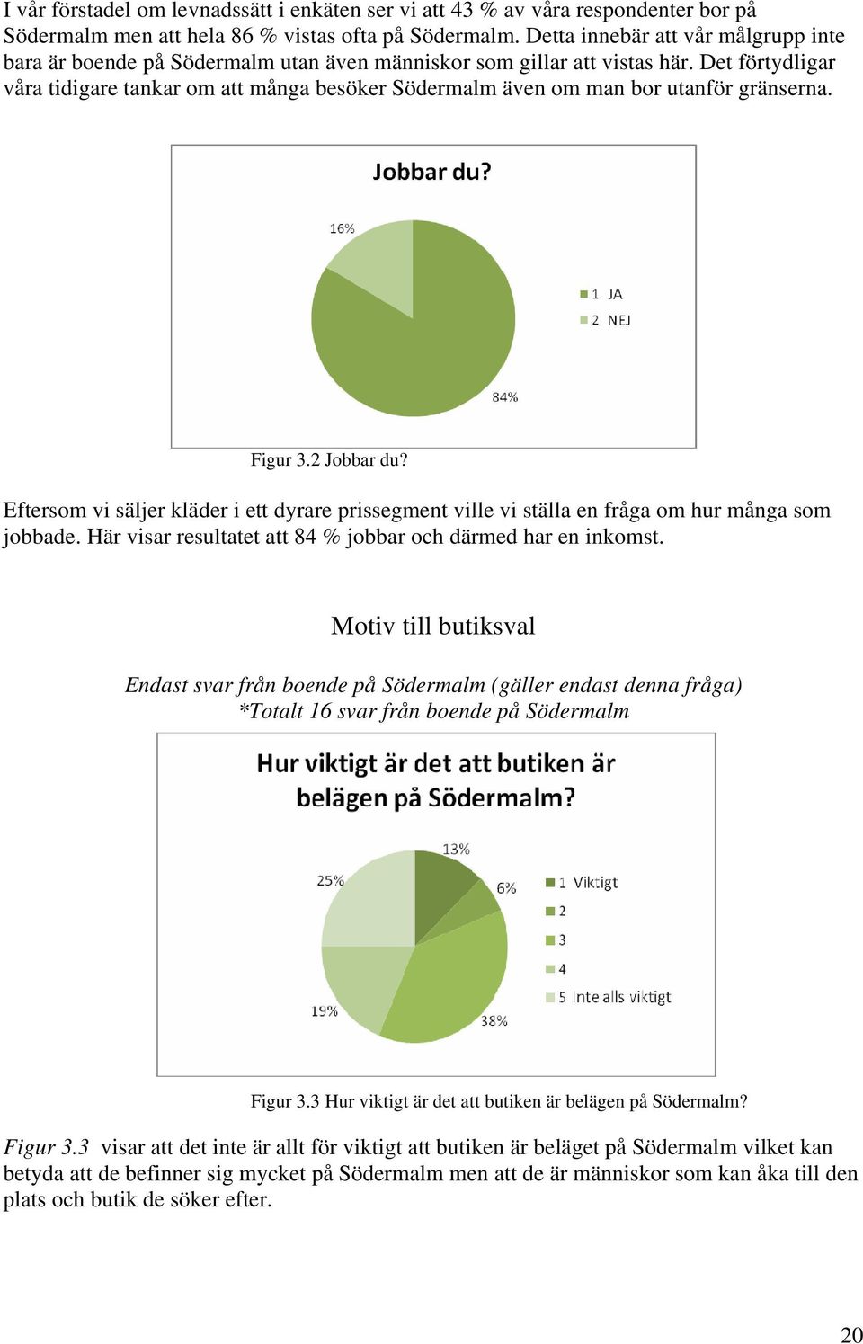 Det förtydligar våra tidigare tankar om att många besöker Södermalm även om man bor utanför gränserna. Figur 3.2 Jobbar du?