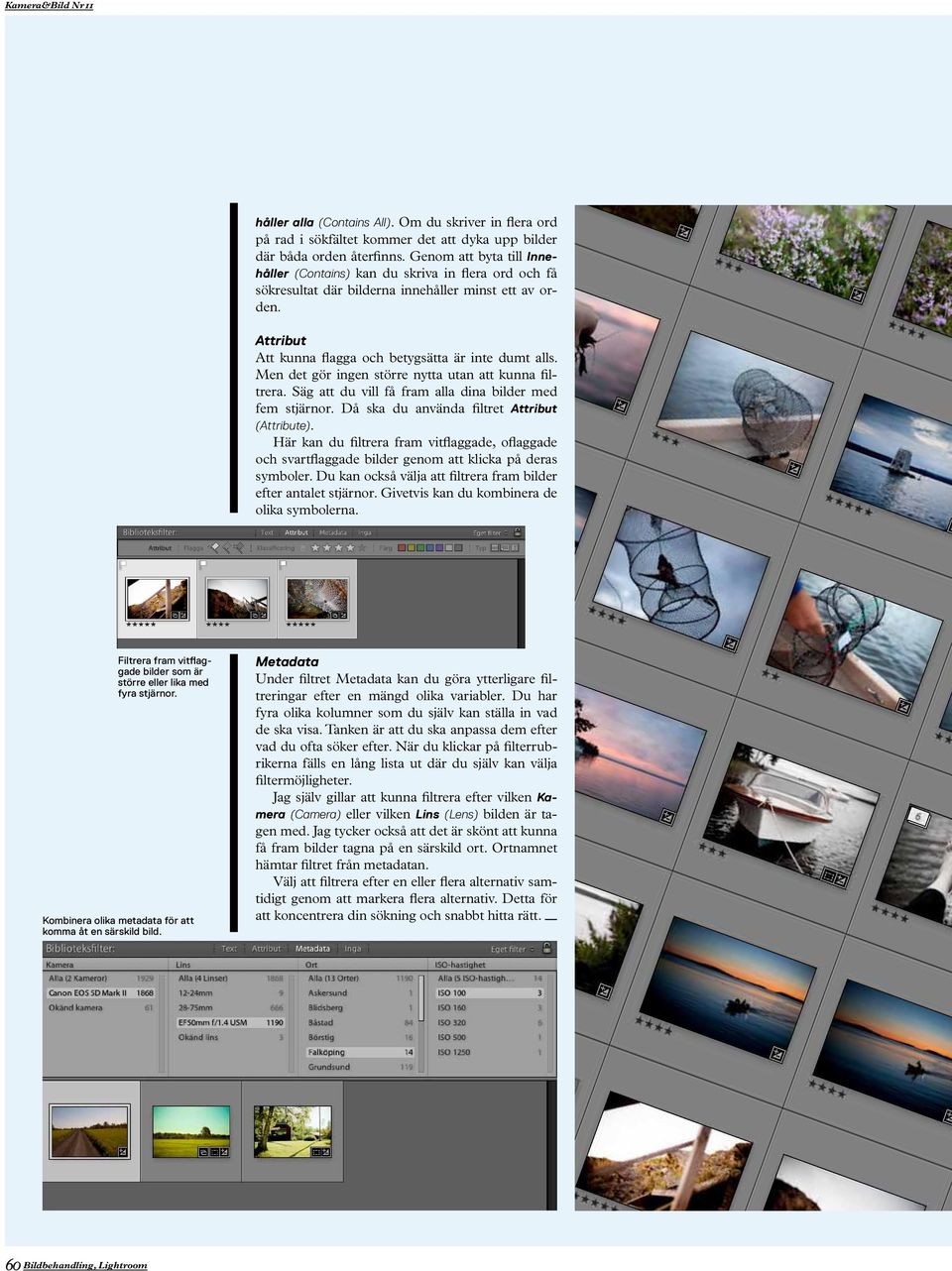 Men det gör ingen större nytta utan att kunna filtrera. Säg att du vill få fram alla dina bilder med fem stjärnor. Då ska du använda filtret Attribut (Attribute).