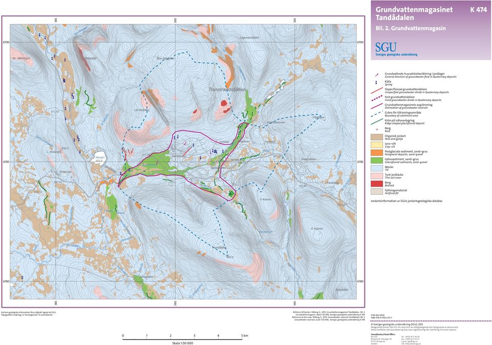 groundwater divide in Quaternary deposits Fast grundvattendelare Fixed groundwater divide in Quaternary deposits Grundvattenmagasinets avgränsning Delineation of groundwater reservoir Gräns för