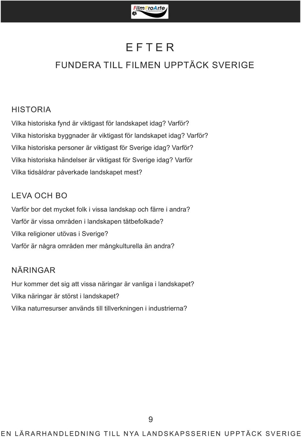 LEVA OCH BO Varför bor det mycket folk i vissa landskap och färre i andra? Varför är vissa områden i landskapen tätbefolkade? Vilka religioner utövas i Sverige?
